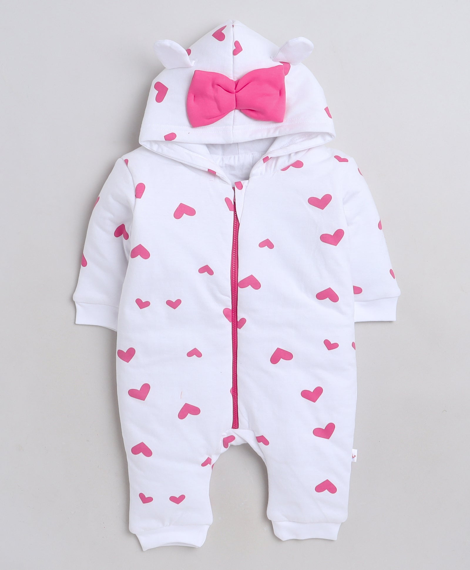 Girls 93% Cotton 7% Polyester NA Sleepsuit - White & Pink