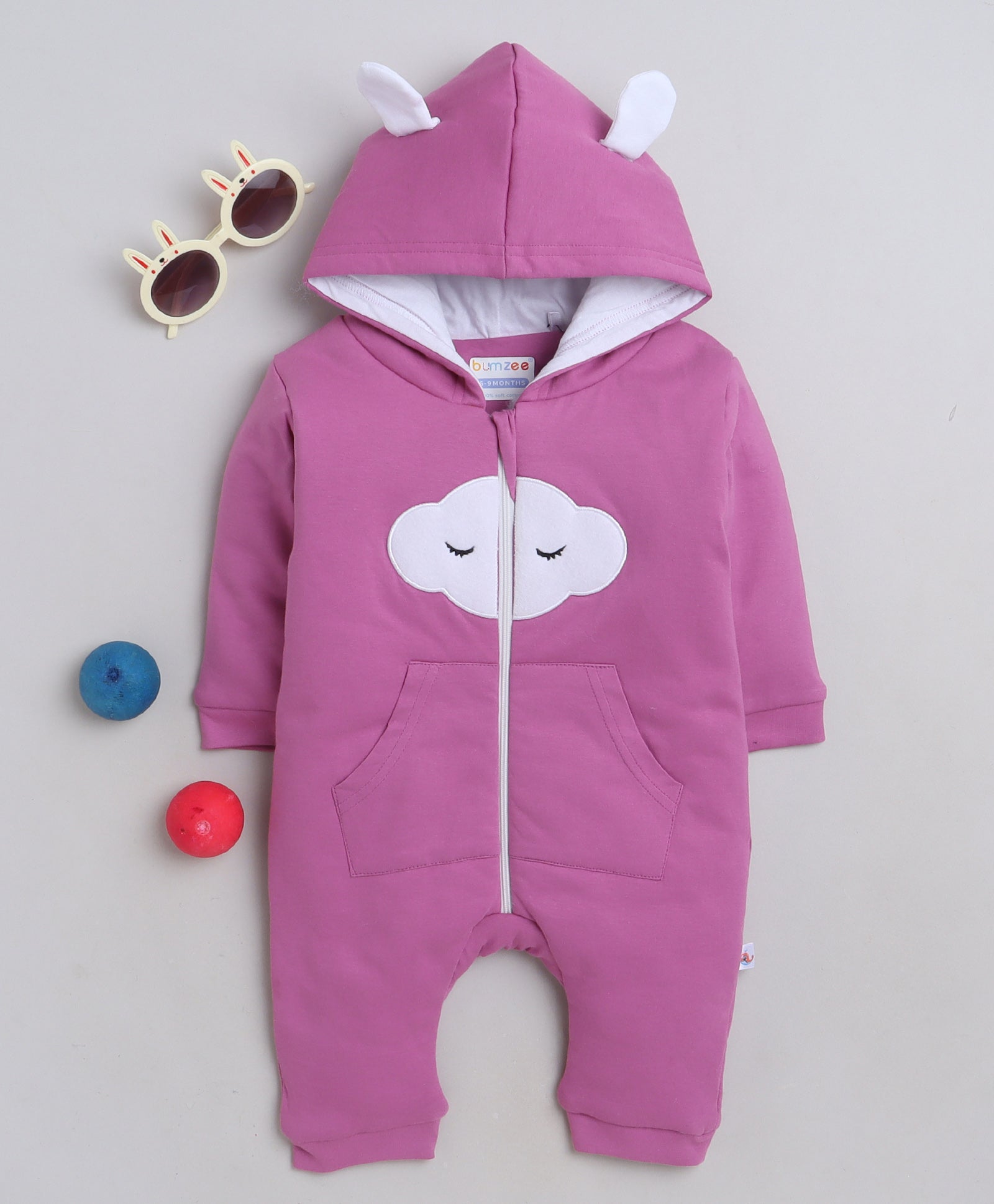 Girls 93% Cotton 7% Polyester NA Sleepsuit - Mauve
