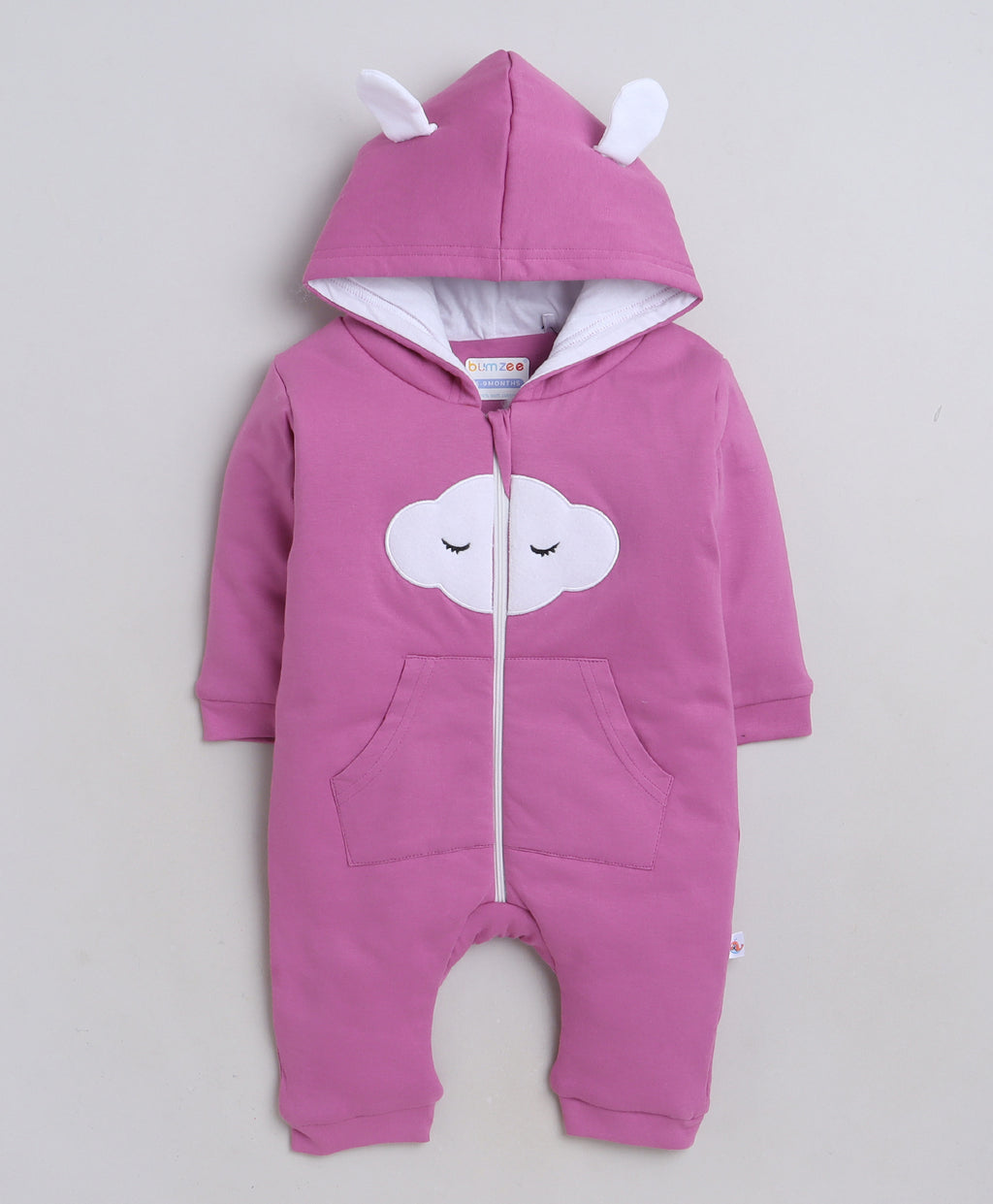 Bumzee Mauve Graphic Print Sleepsuit, Full Sleeves