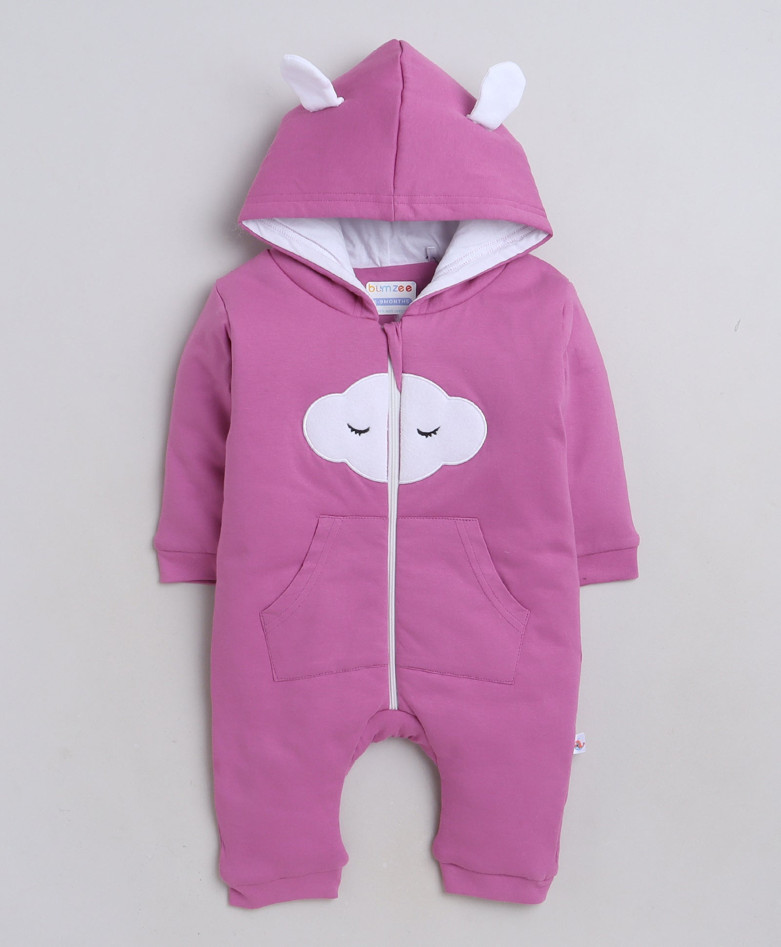 Girls 93% Cotton 7% Polyester NA Sleepsuit - Mauve
