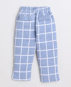 Bumzee Sky Blue & White Checked Formal Set, Full Sleeves, 100% Cotton