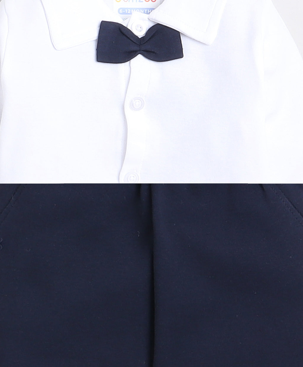 Bumzee Navy & White Formal Set, Full Sleeves, 100% Cotton