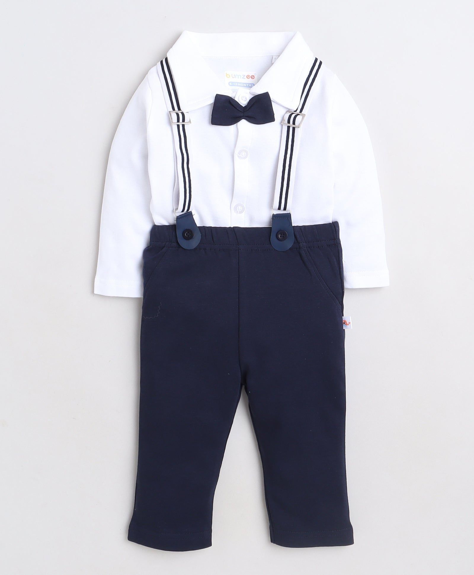 Boys 100% Cotton NA Formal Set - Navy & White