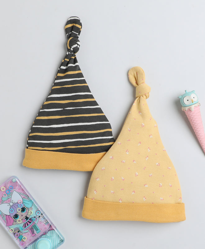 Boys 100% Cotton NA Cap - Mustard & Grey