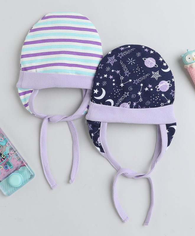 Girls 100% Cotton NA Cap - Navy & Lavender