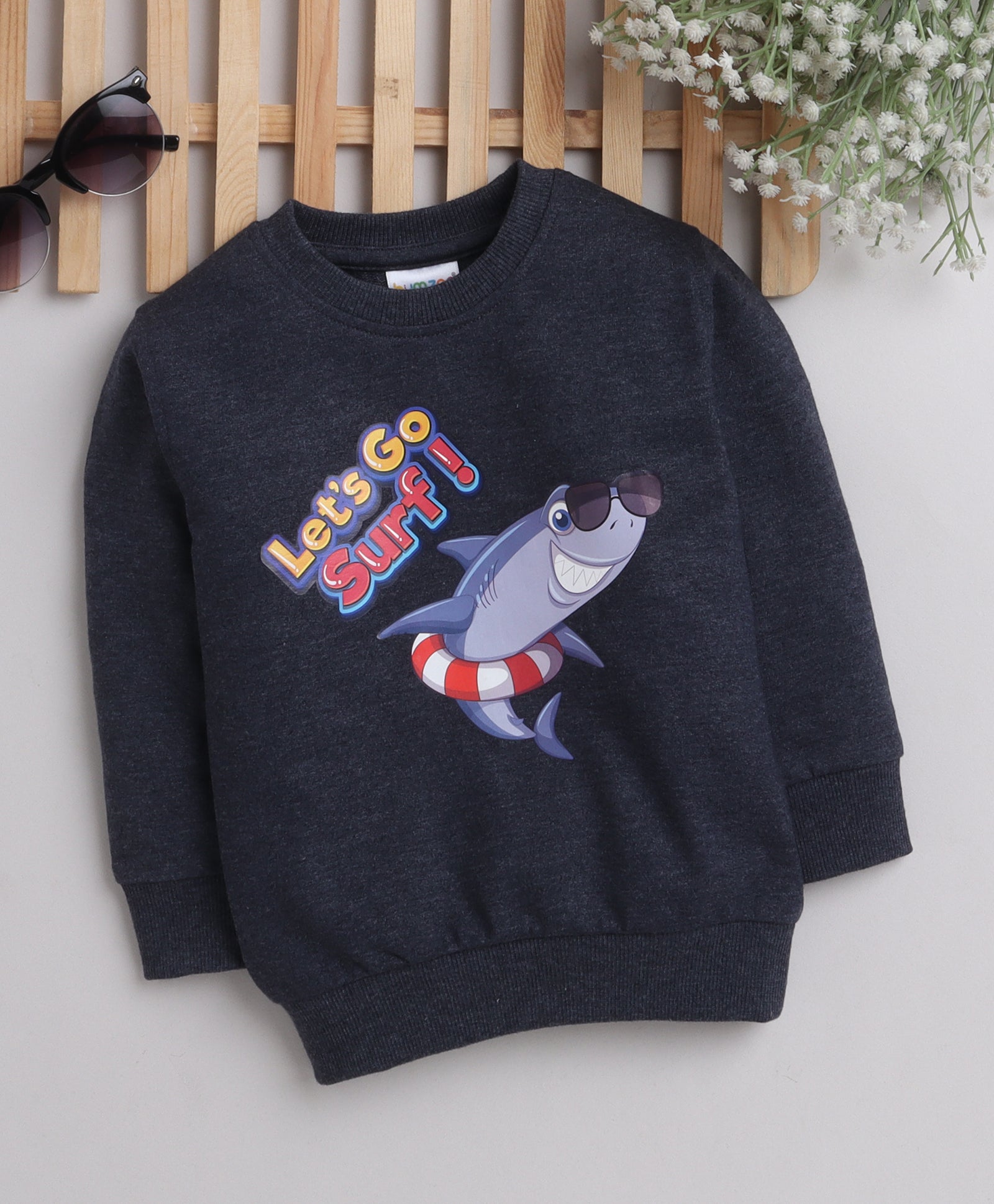 Boys 100% Cotton NA Sweatshirt - Navy