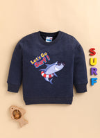 Bumzee Navy Animal Print Sweatshirt, Full Sleeves, 100% Cotton (Style Peb8655N)