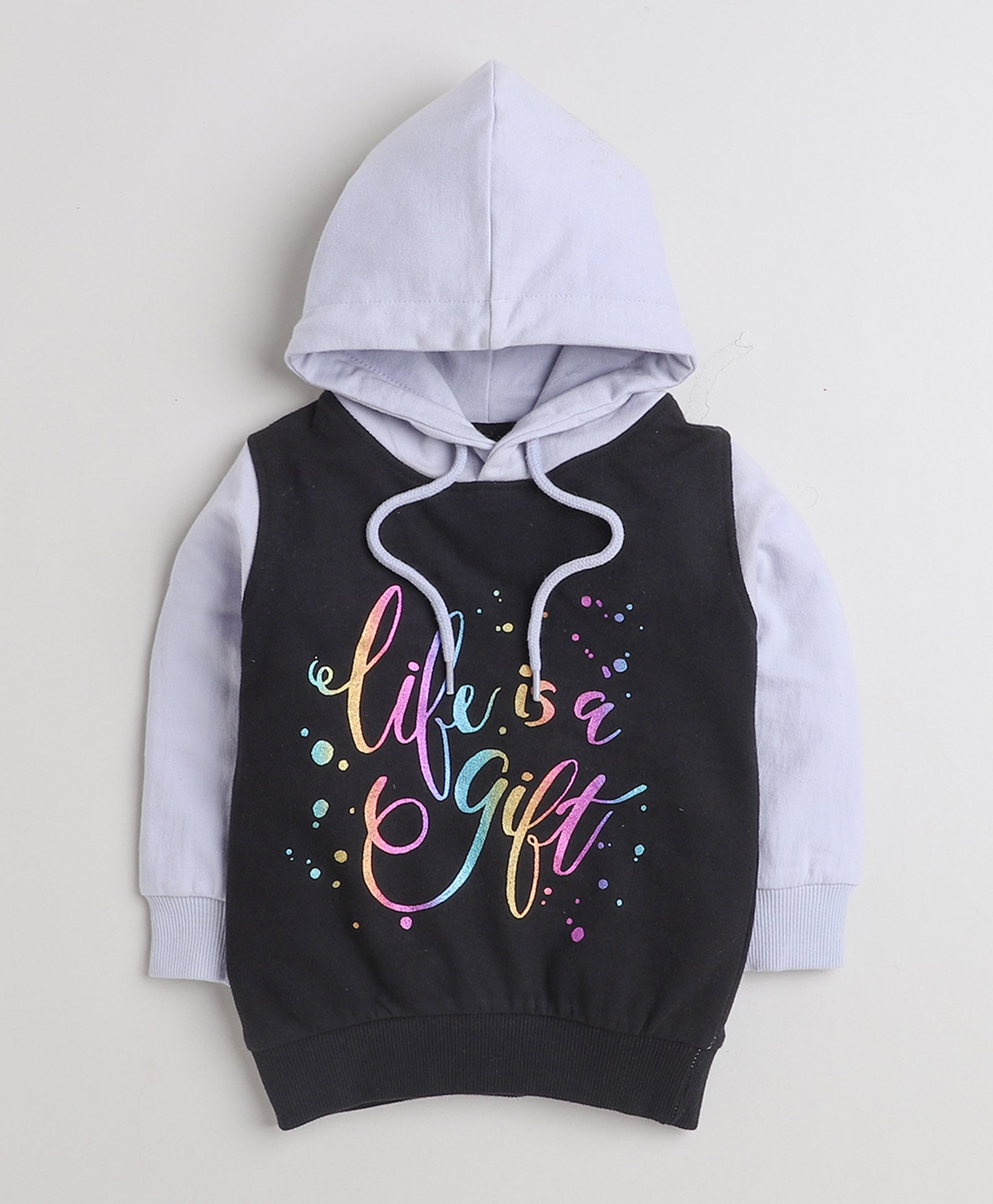 Girls 100% Cotton NA Sweatshirt - Black & Lavender