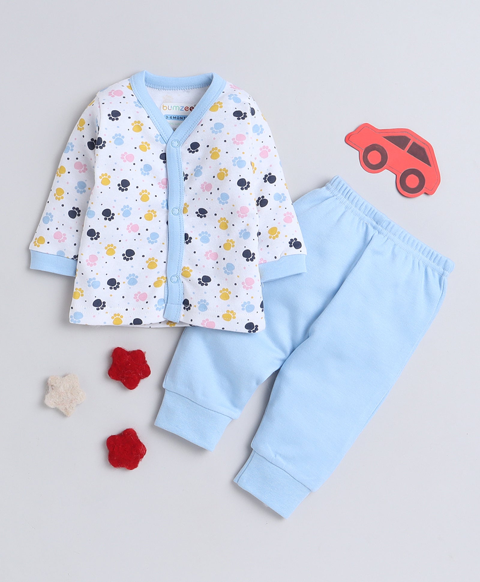 Girls 100% Cotton NA Jabla & Pyjama Set - White & Blue