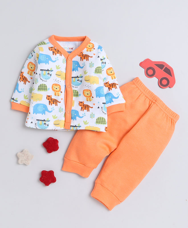 Boys 100% Cotton NA Jabla & Pyjama Set - Orange & White