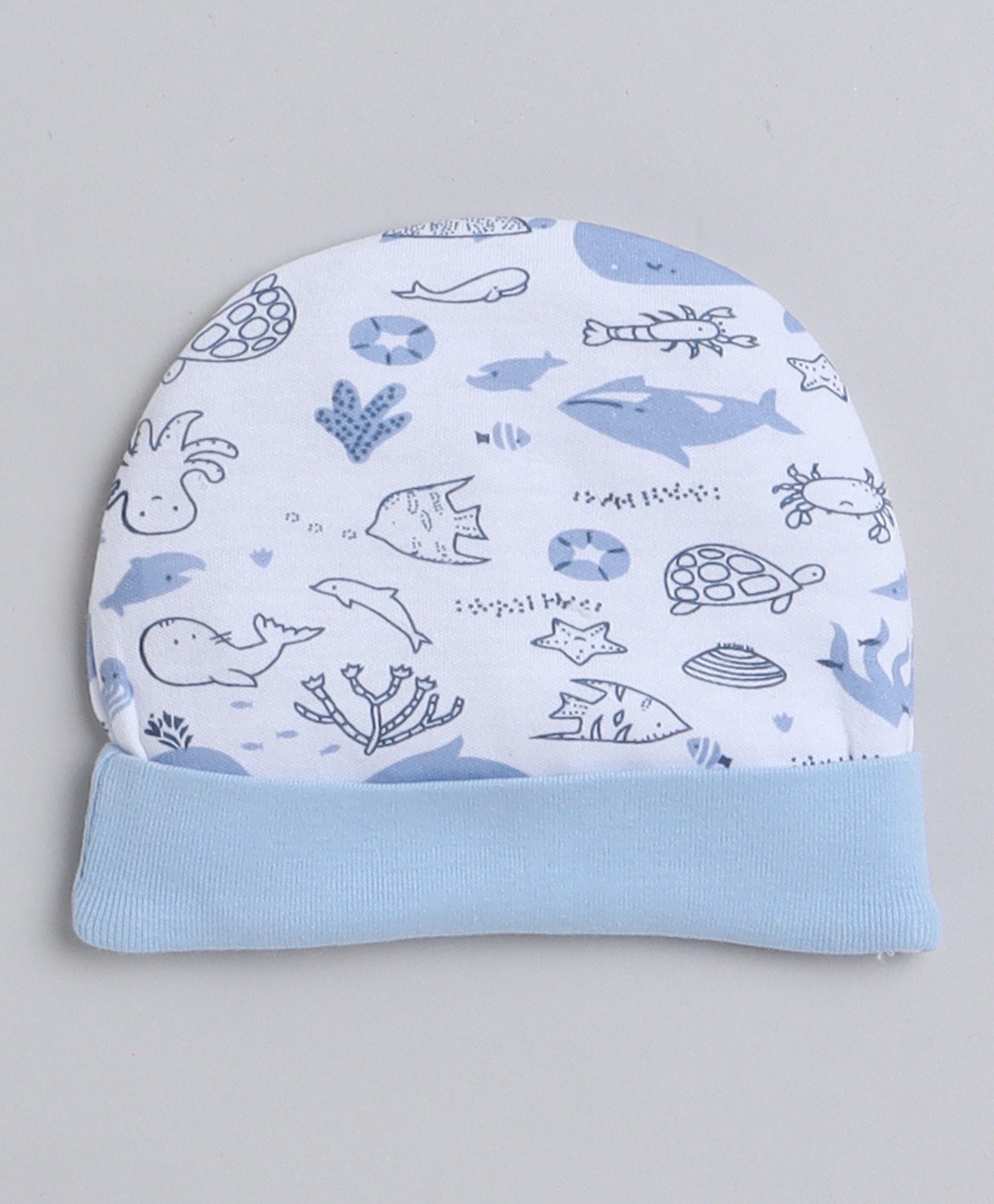 Boys 100% Cotton NA Cap Mitten Bootie - White & Sky Blue