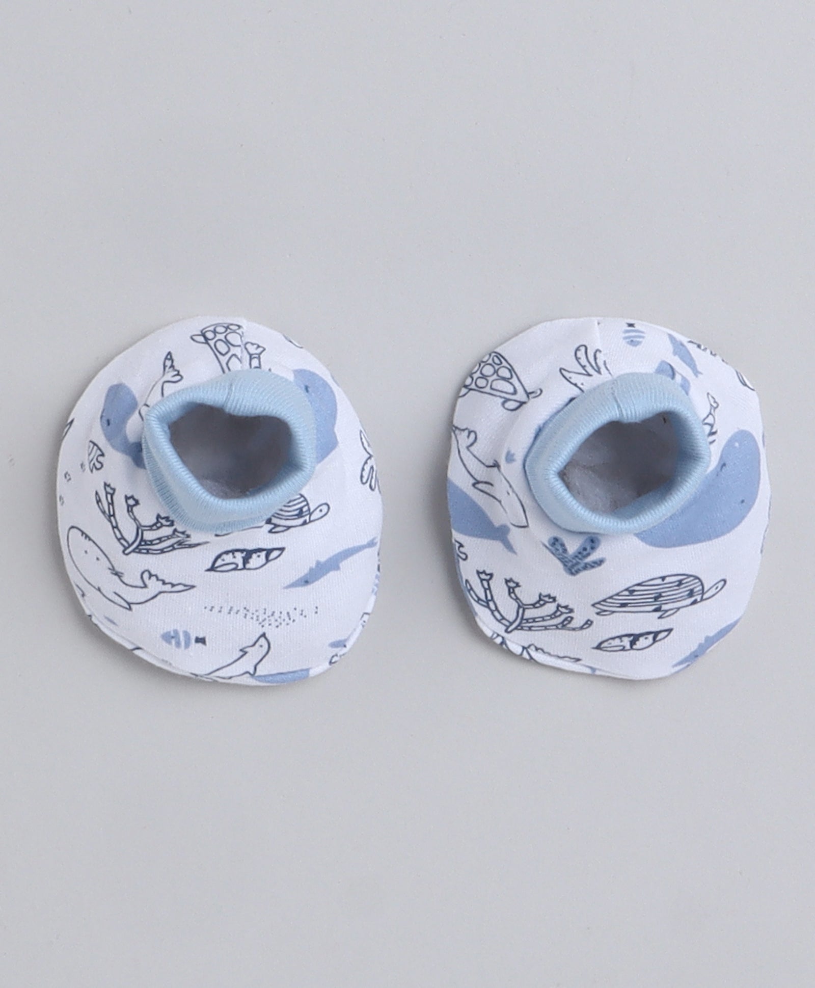 Boys 100% Cotton NA Cap Mitten Bootie - White & Sky Blue