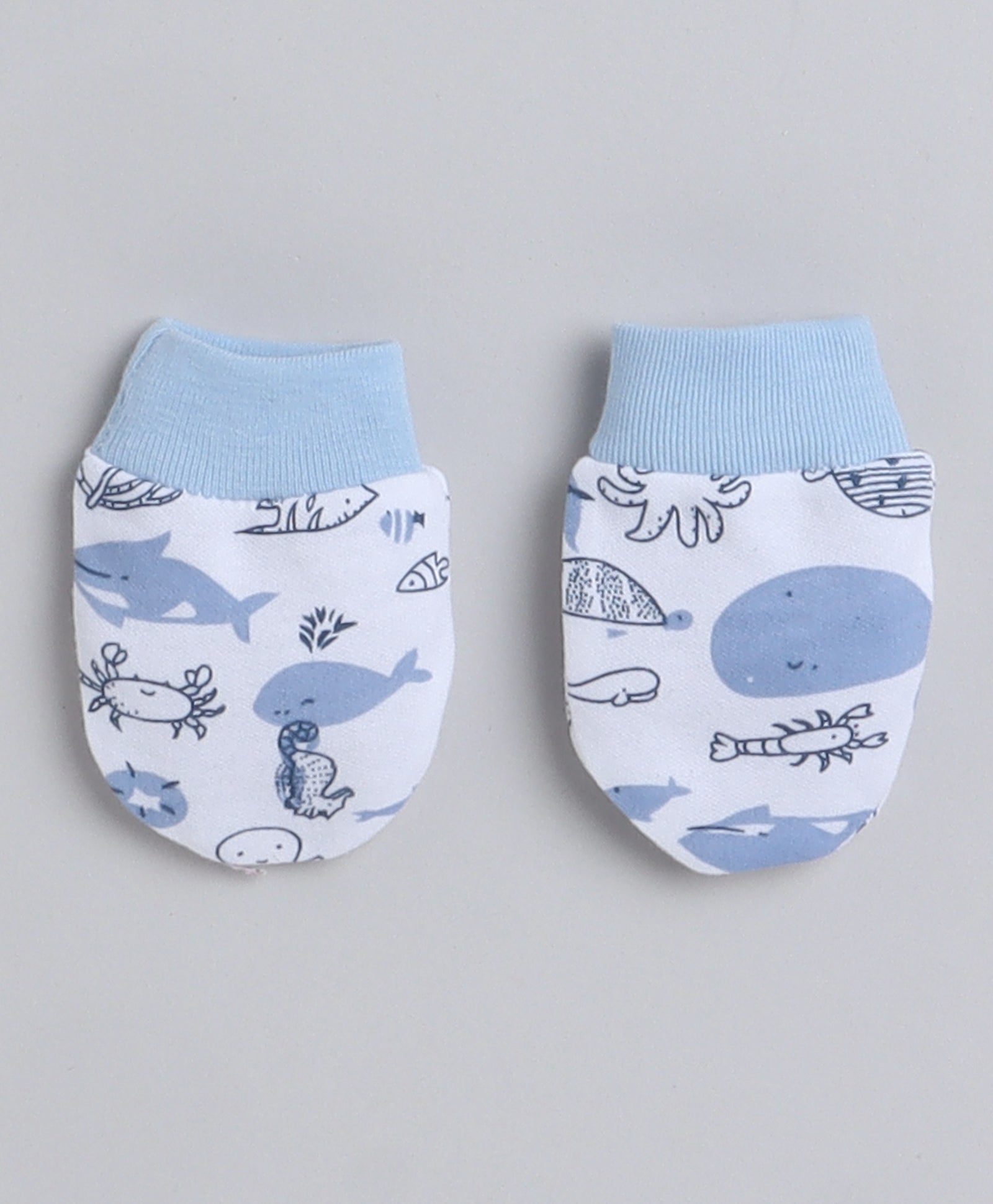 Boys 100% Cotton NA Cap Mitten Bootie - White & Sky Blue