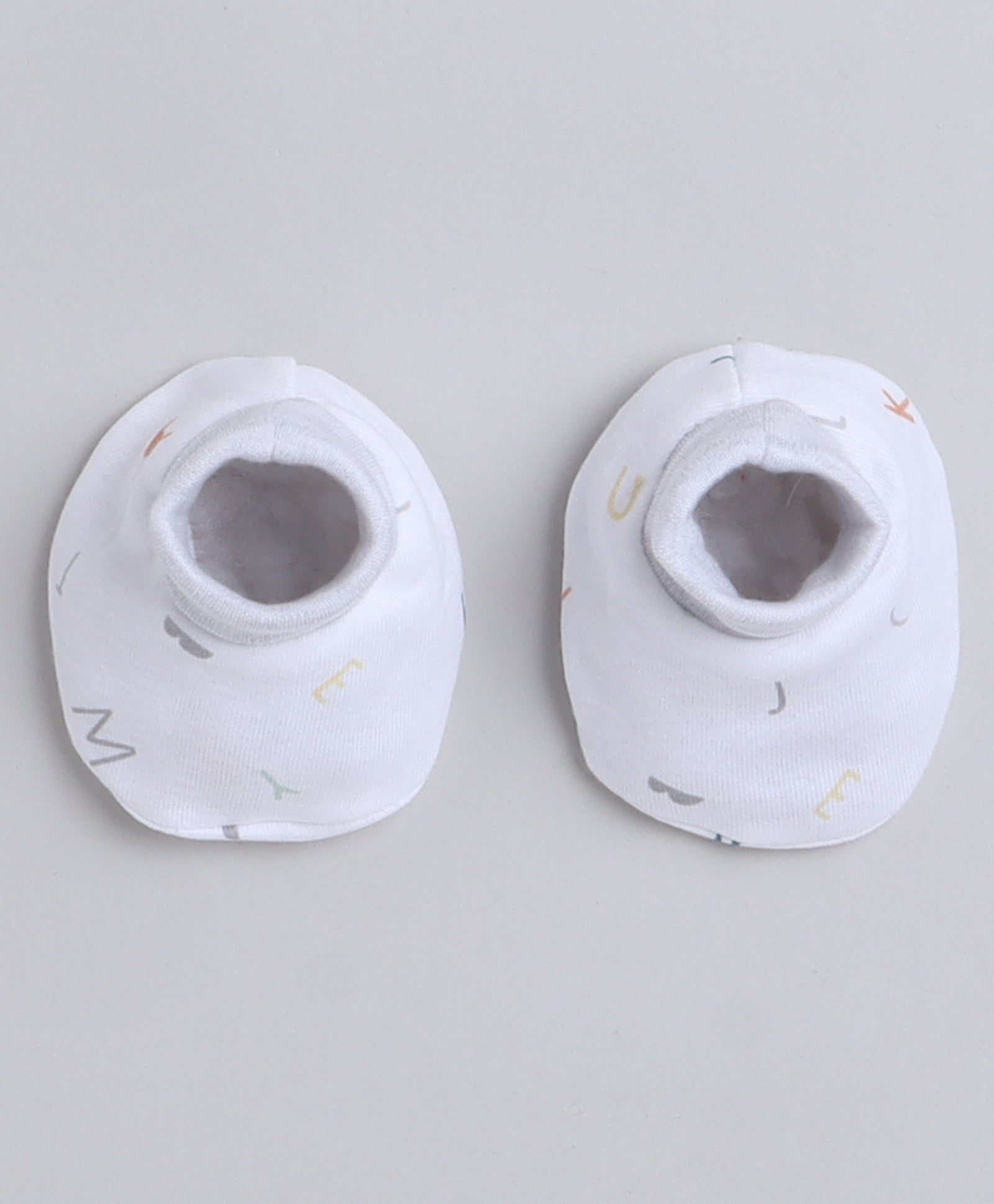 Boys 100% Cotton NA Cap Mitten Bootie - White & Grey