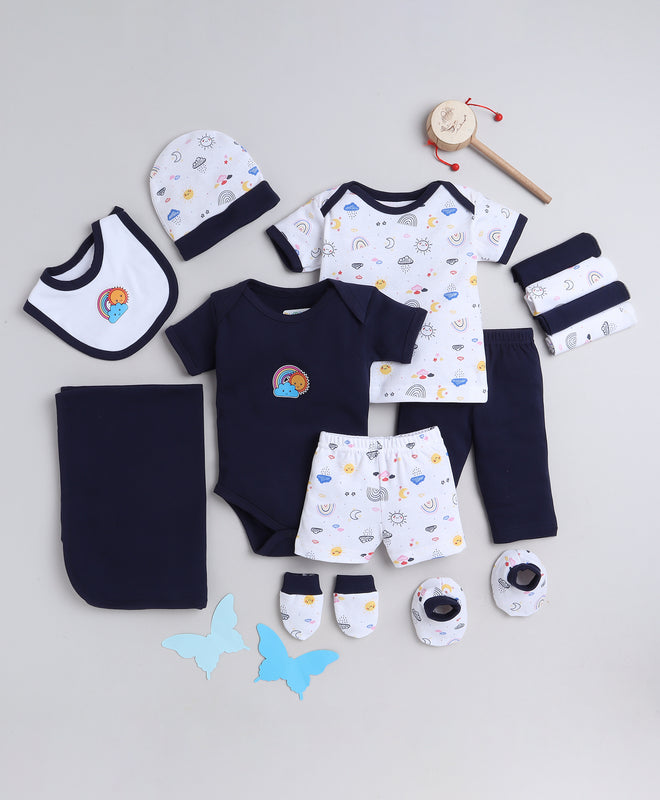 Boys 100% Cotton NA Gift set - Navy & White