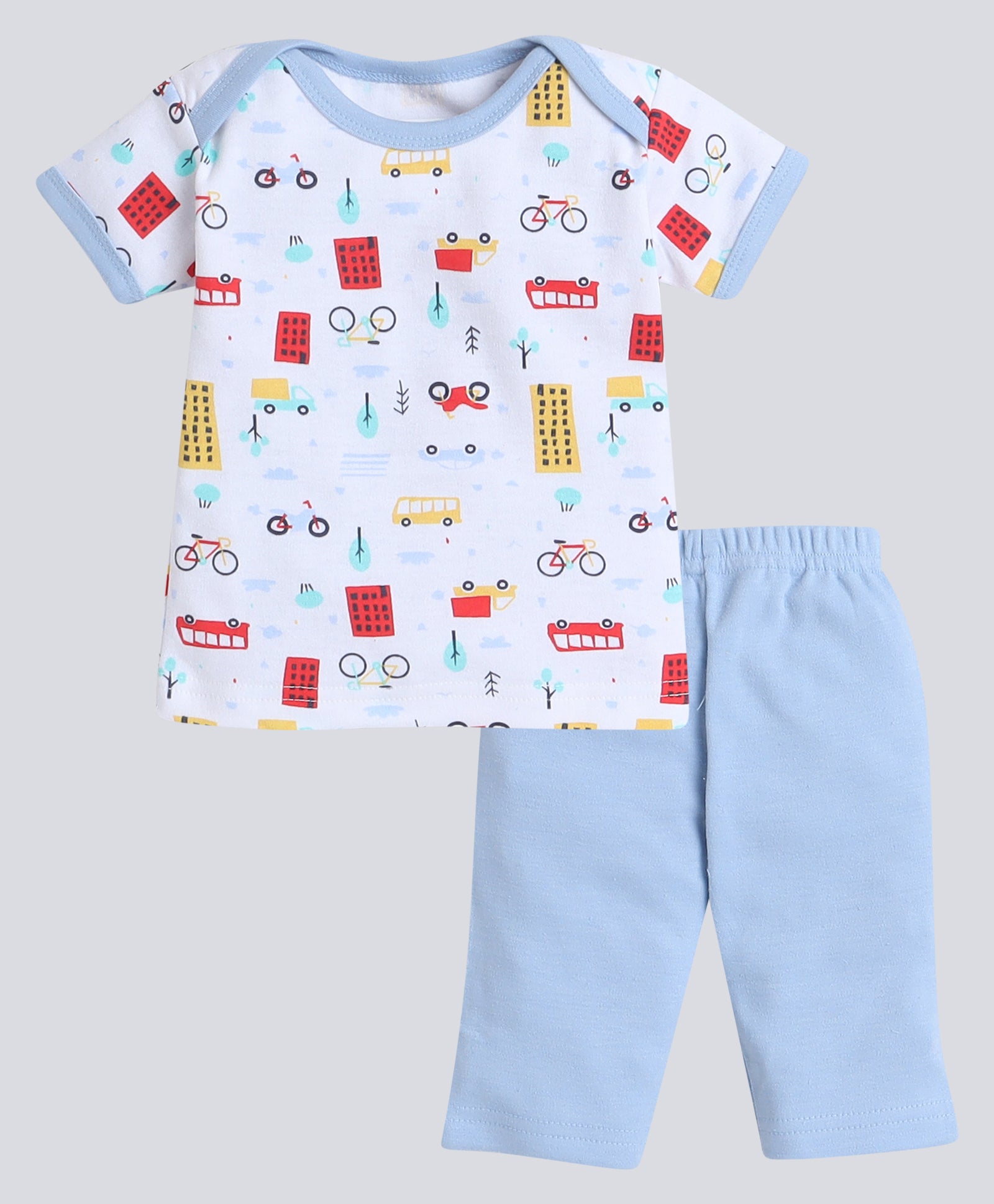 Boys 100% Cotton NA Gift set - Sky Blue & White