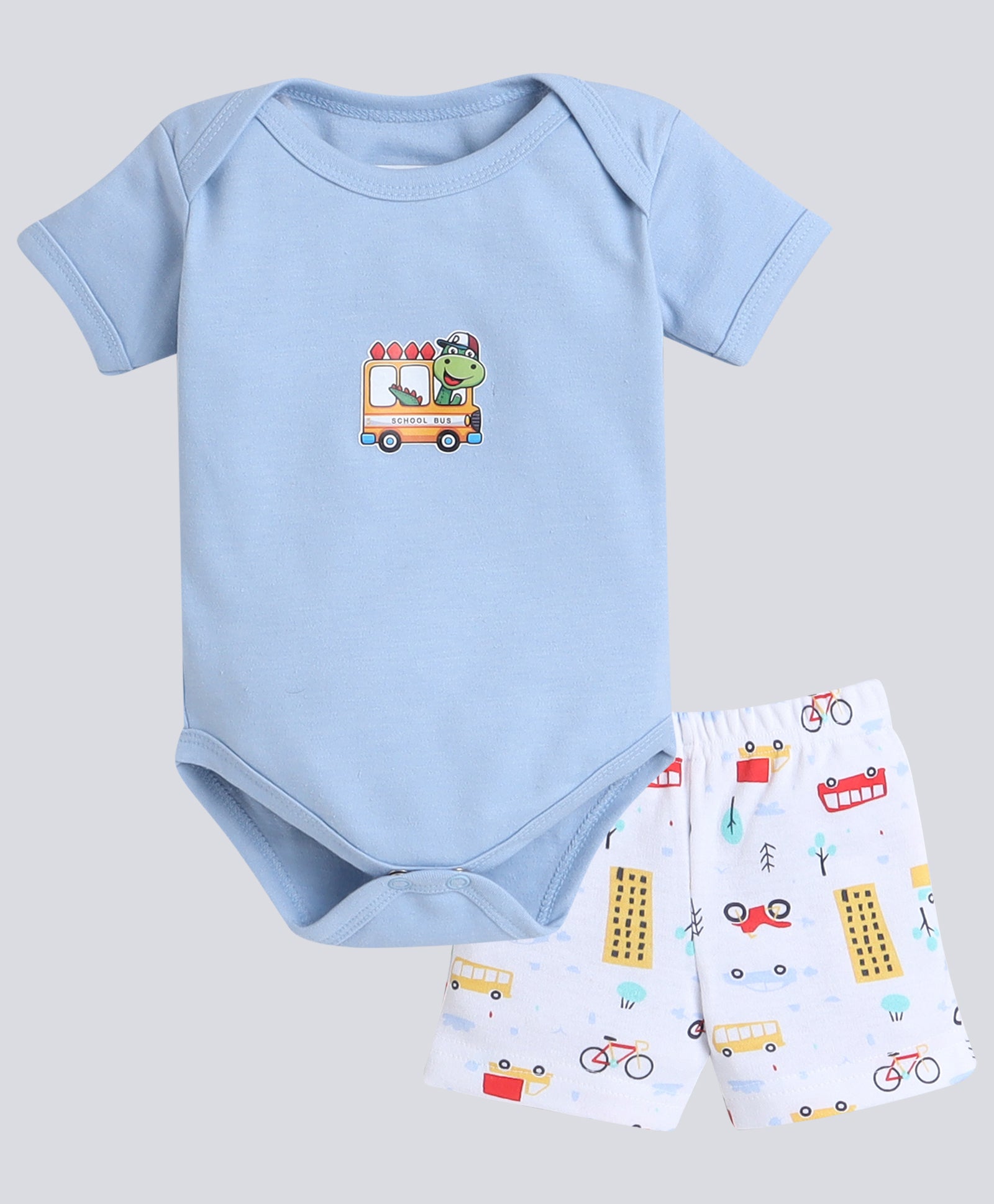 Boys 100% Cotton NA Gift set - Sky Blue & White
