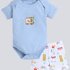 Boys 100% Cotton NA Gift set - Sky Blue & White