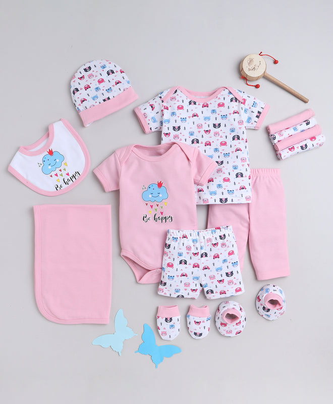 Girls 100% Cotton NA Gift set - Pink & White