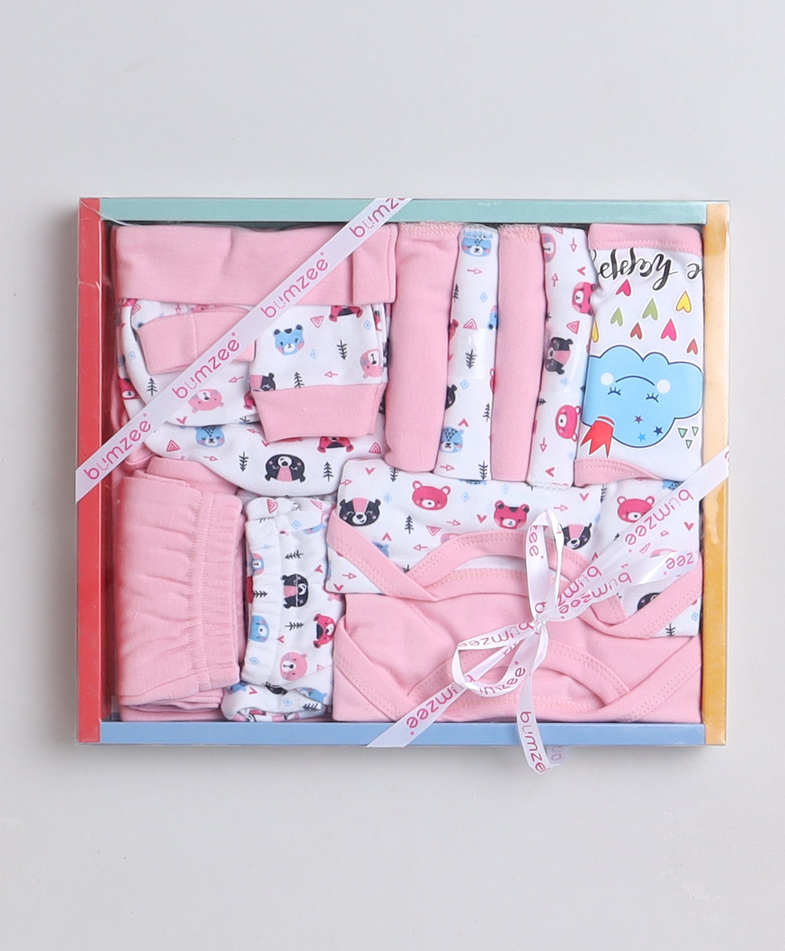 Girls 100% Cotton NA Gift set - Pink & White
