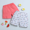 BUMZEE Coral & White Girls Shorts Pack Of 2