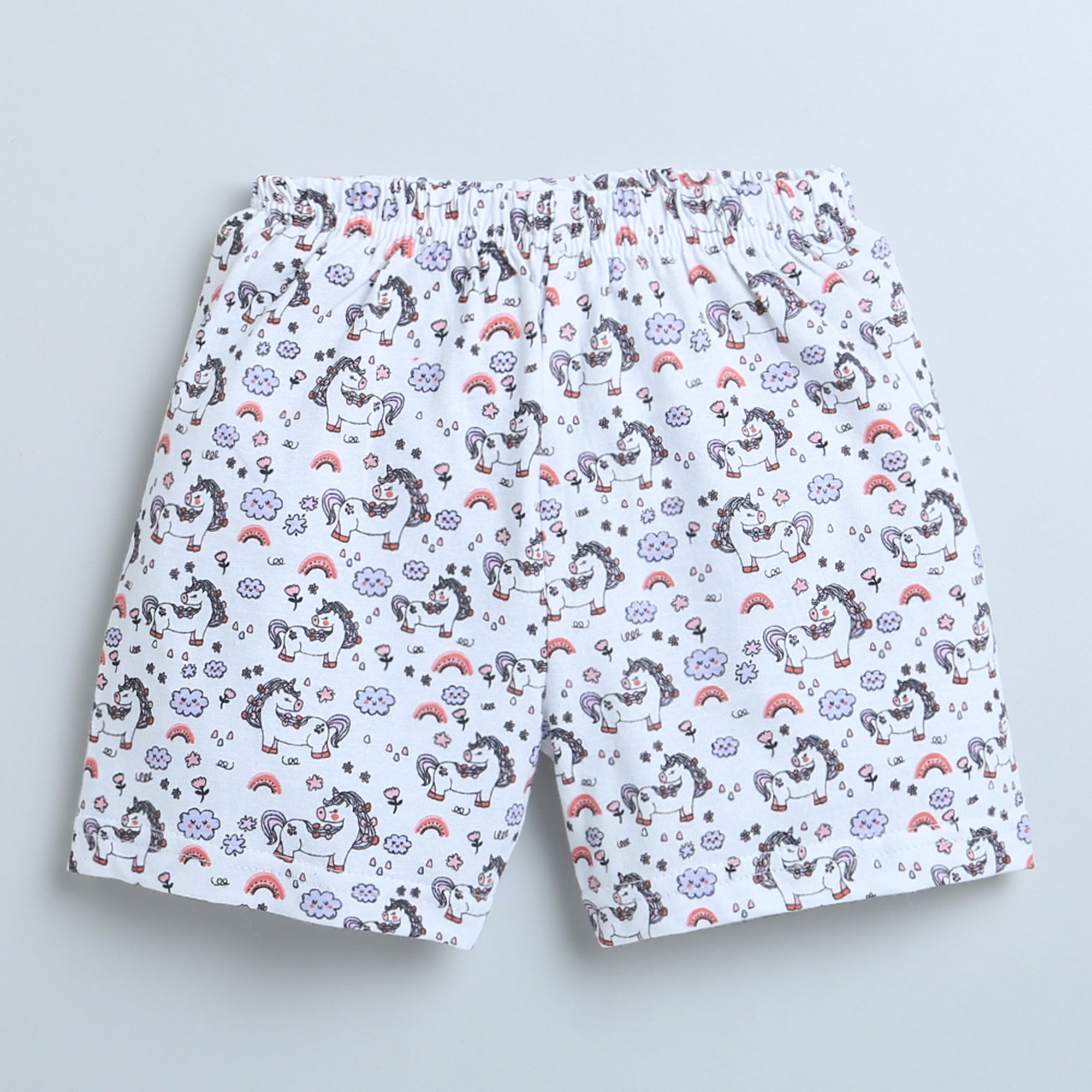 BUMZEE Coral & White Girls Shorts Pack Of 2