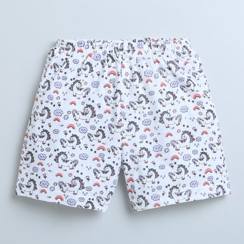 BUMZEE Coral & White Girls Shorts Pack Of 2