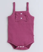 Bumzee Mauve & White Floral Print Bodysuit & Skirt Set, Sleeveless, with Headband