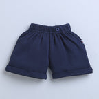 Bumzee Navy & White Graphic Print Bodysuit & Short Set, Half Sleeves, 100% Cotton