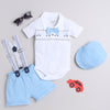 Boys 100% Cotton NA Bodysuit & Short Set - Sky Blue & White