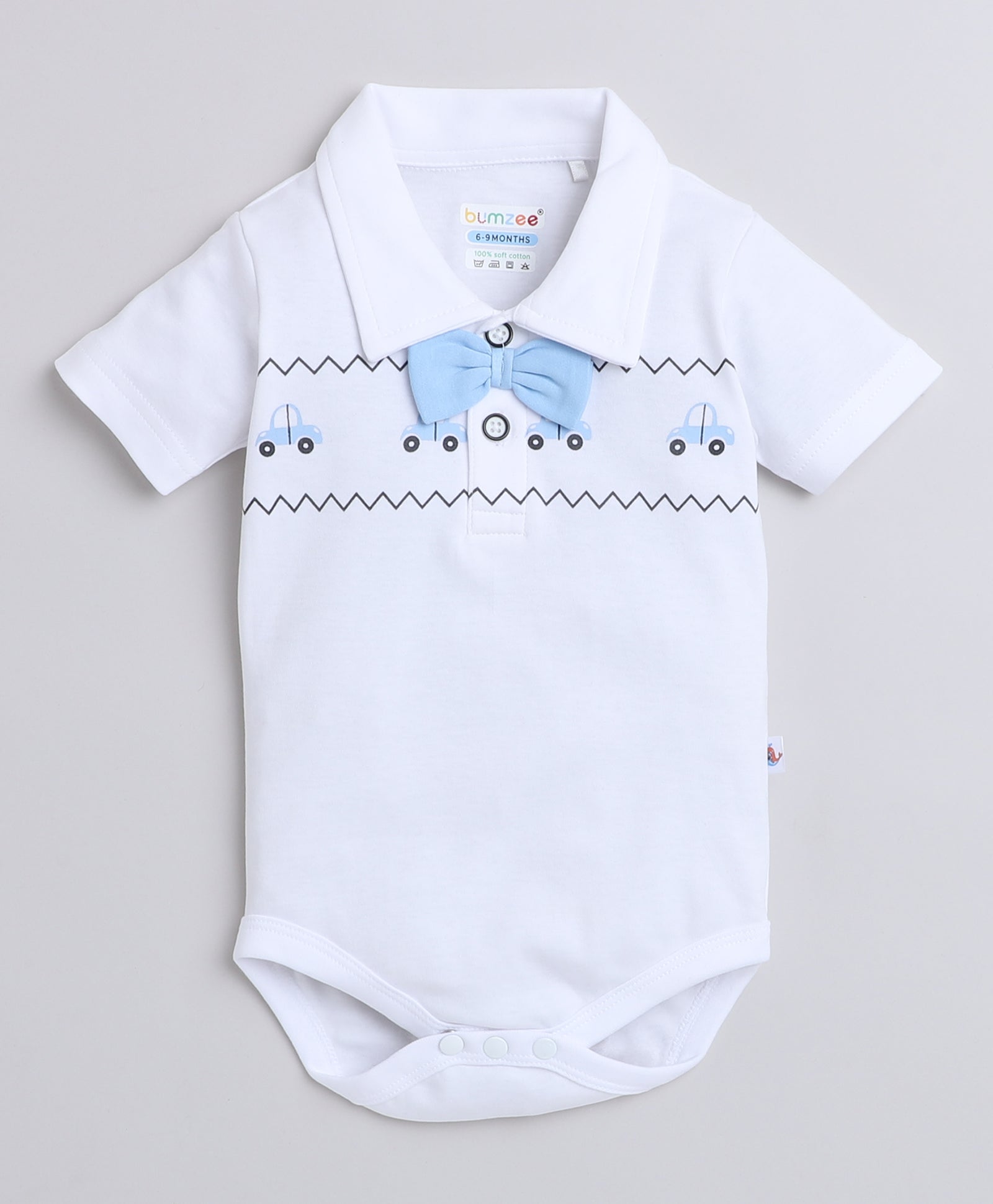 Boys 100% Cotton NA Bodysuit & Short Set - Sky Blue & White