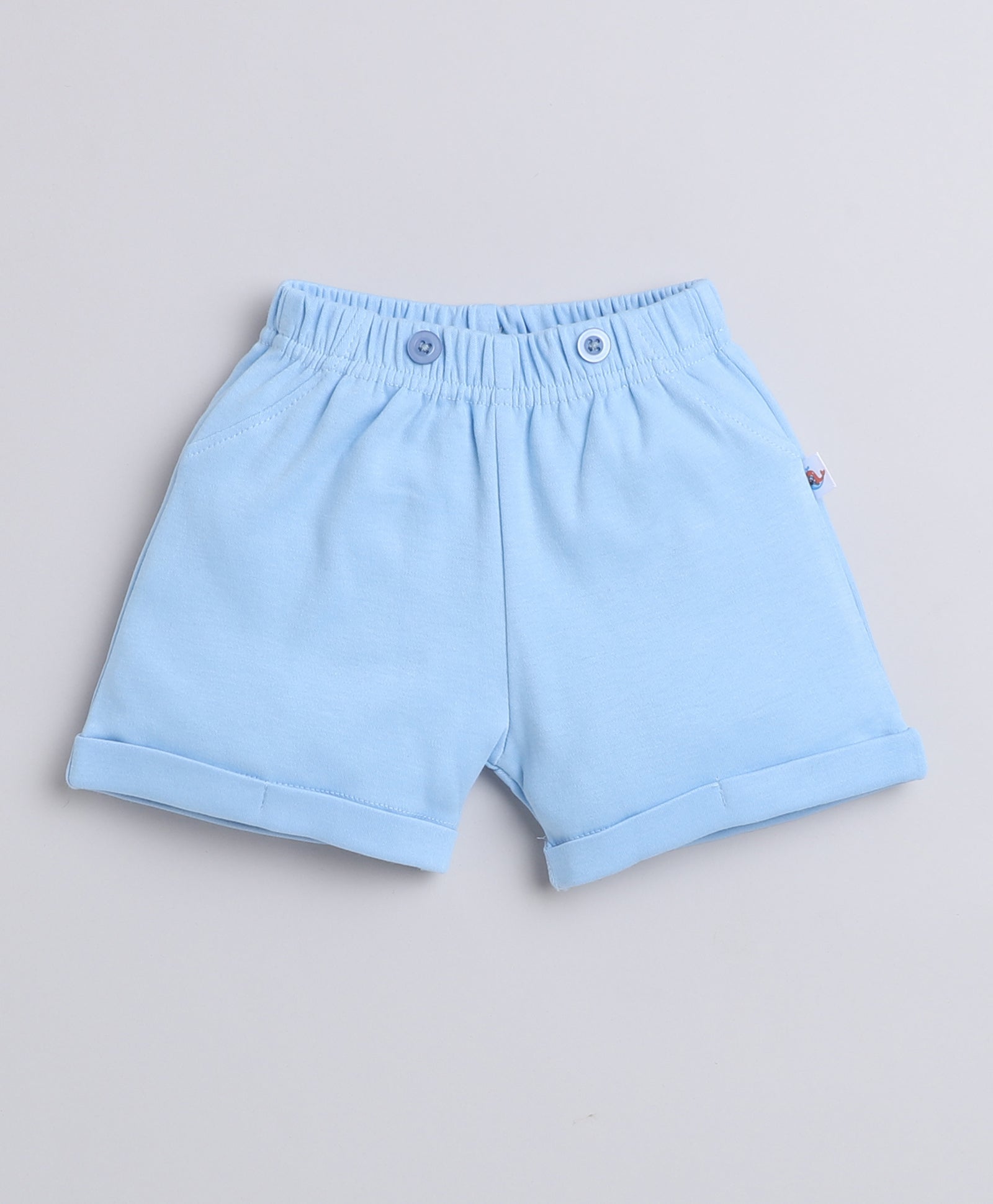 Boys 100% Cotton NA Bodysuit & Short Set - Sky Blue & White