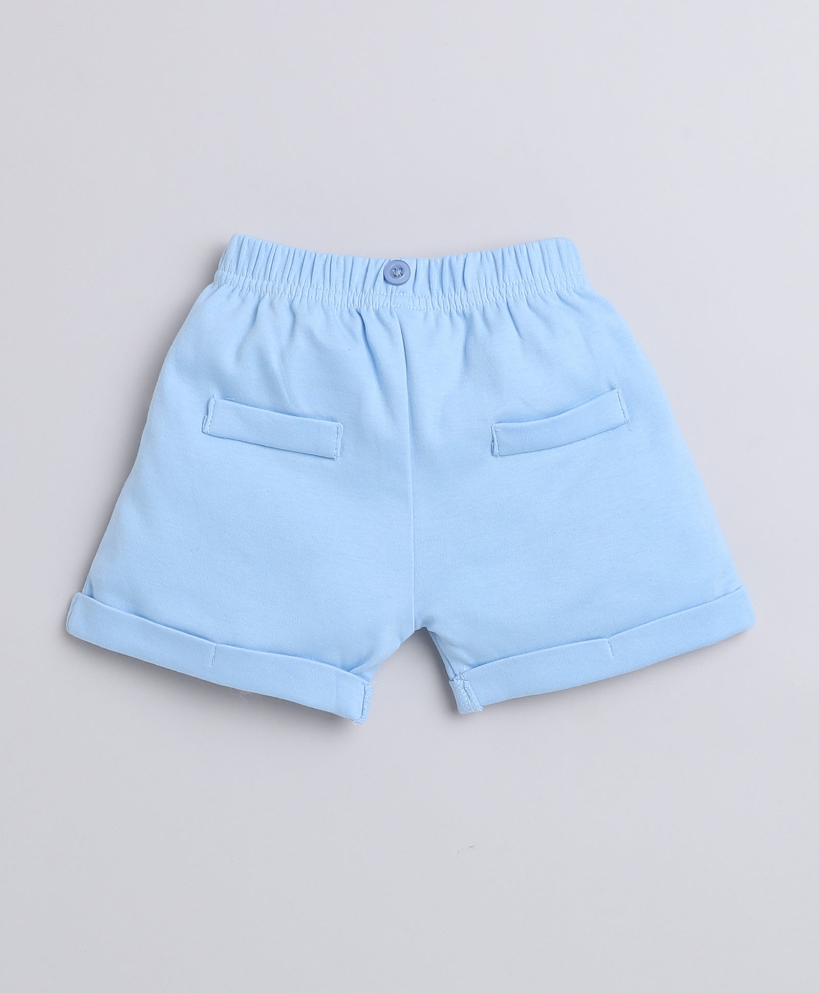 Boys 100% Cotton NA Bodysuit & Short Set - Sky Blue & White