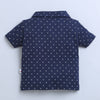 BUMZEE Beige & Navy Boys Half Sleeves T-shirt & Short Set With Bow Suspender