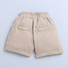 BUMZEE Beige & Navy Boys Half Sleeves T-shirt & Short Set With Bow Suspender