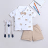 Boys 100% Cotton NA T-Shirt & Short Set - White & Brown