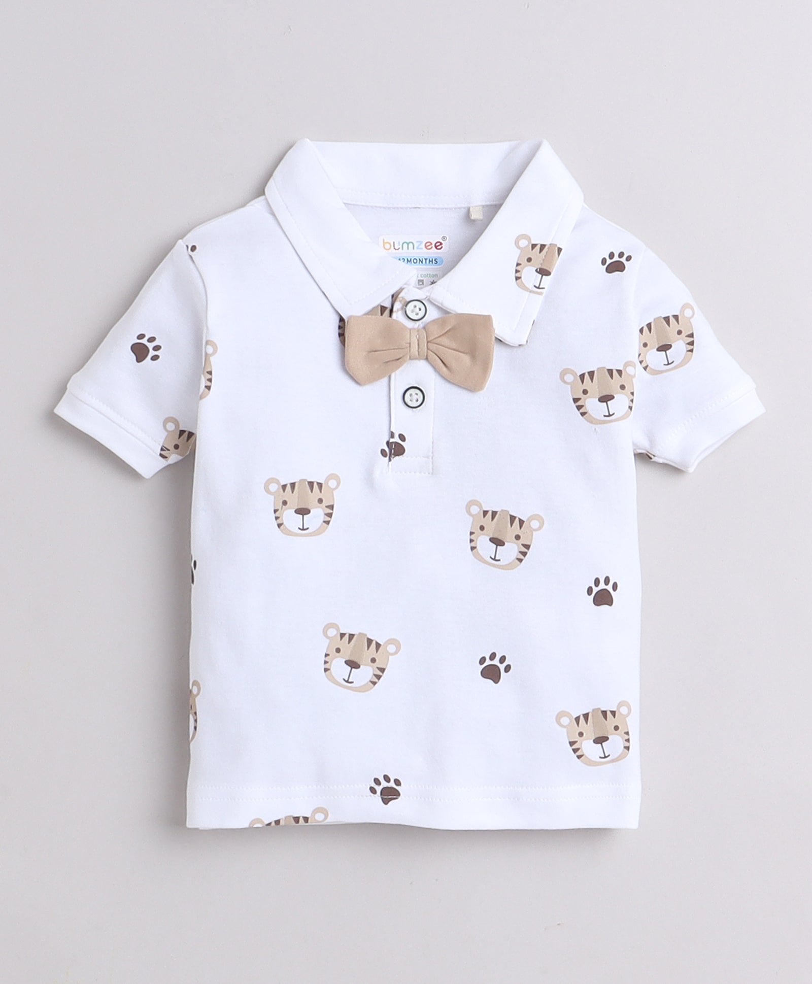 Boys 100% Cotton NA T-Shirt & Short Set - White & Brown