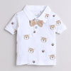Boys 100% Cotton NA T-Shirt & Short Set - White & Brown