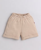 Bumzee White & Brown Animal Print T-Shirt & Short Set, Half Sleeves, 100% Cotton