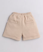 Bumzee White & Brown Animal Print T-Shirt & Short Set, Half Sleeves, 100% Cotton