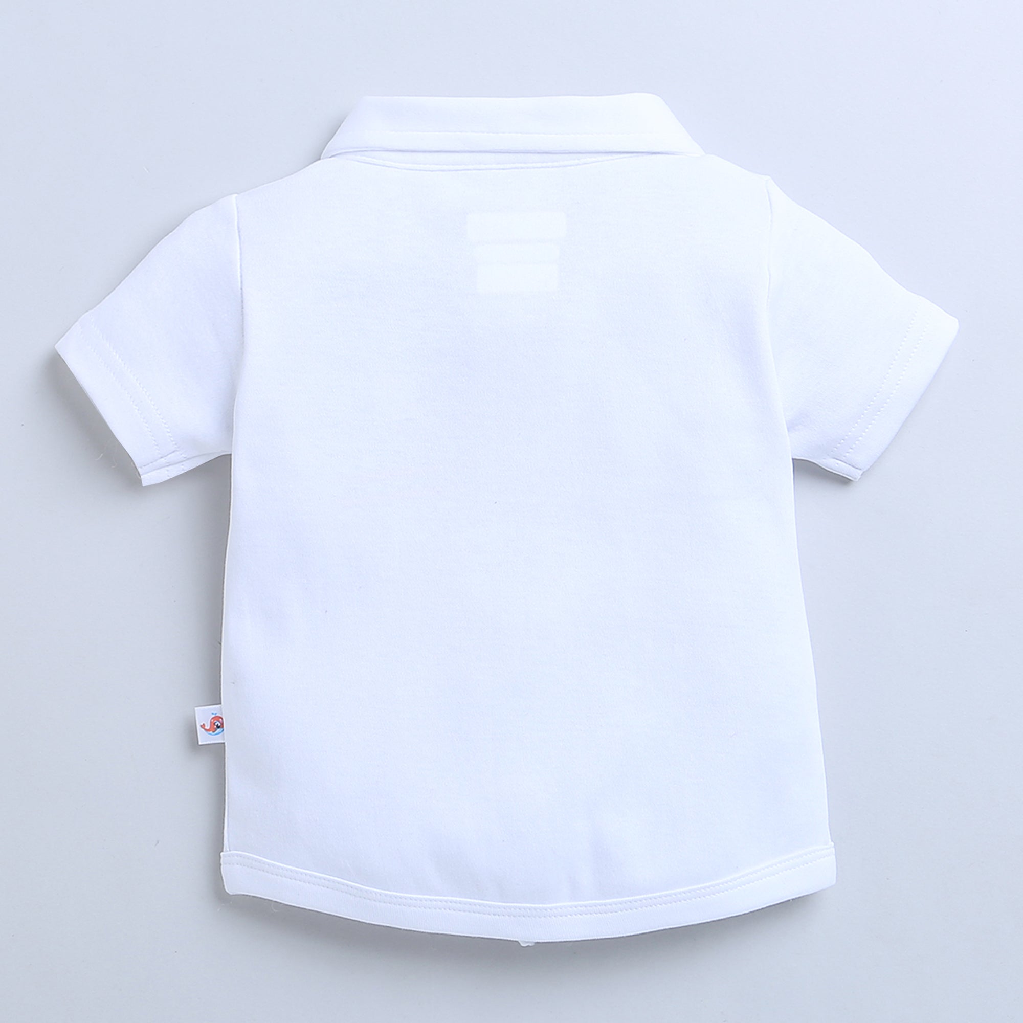 BUMZEE Sky Blue & White Boys Half Sleeves Shirt & Short Set With Bow Suspender & Cap