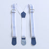 BUMZEE Sky Blue & White Boys Half Sleeves Shirt & Short Set With Bow Suspender & Cap