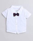 Bumzee Navy & White Checked Formal Set, Half Sleeves, 100% Cotton