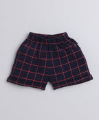 Bumzee Navy & White Checked Formal Set, Half Sleeves, 100% Cotton