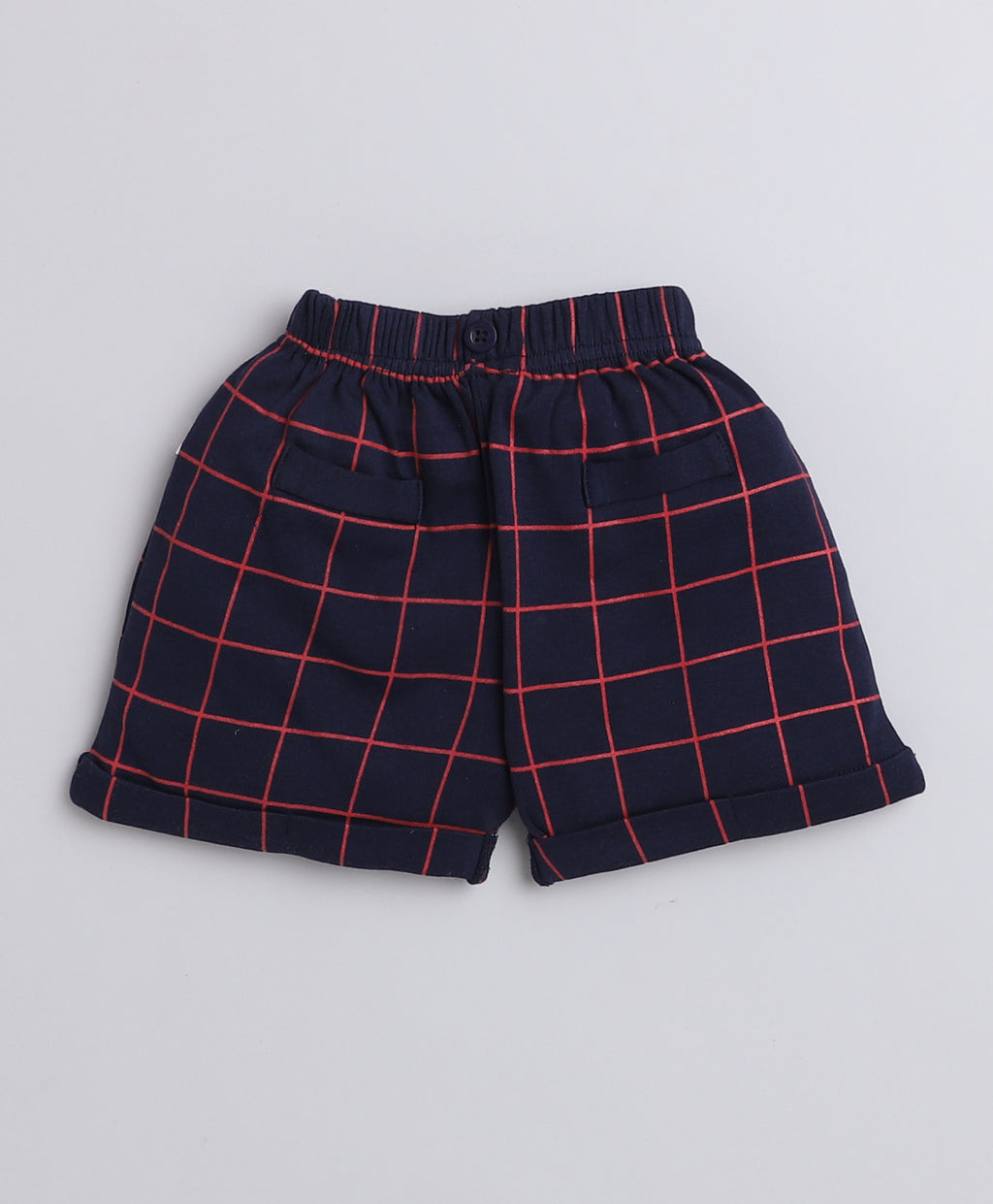 Bumzee Navy & White Checked Formal Set, Half Sleeves, 100% Cotton