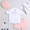 Boys 100% Cotton NA Formal Set - White & Peach