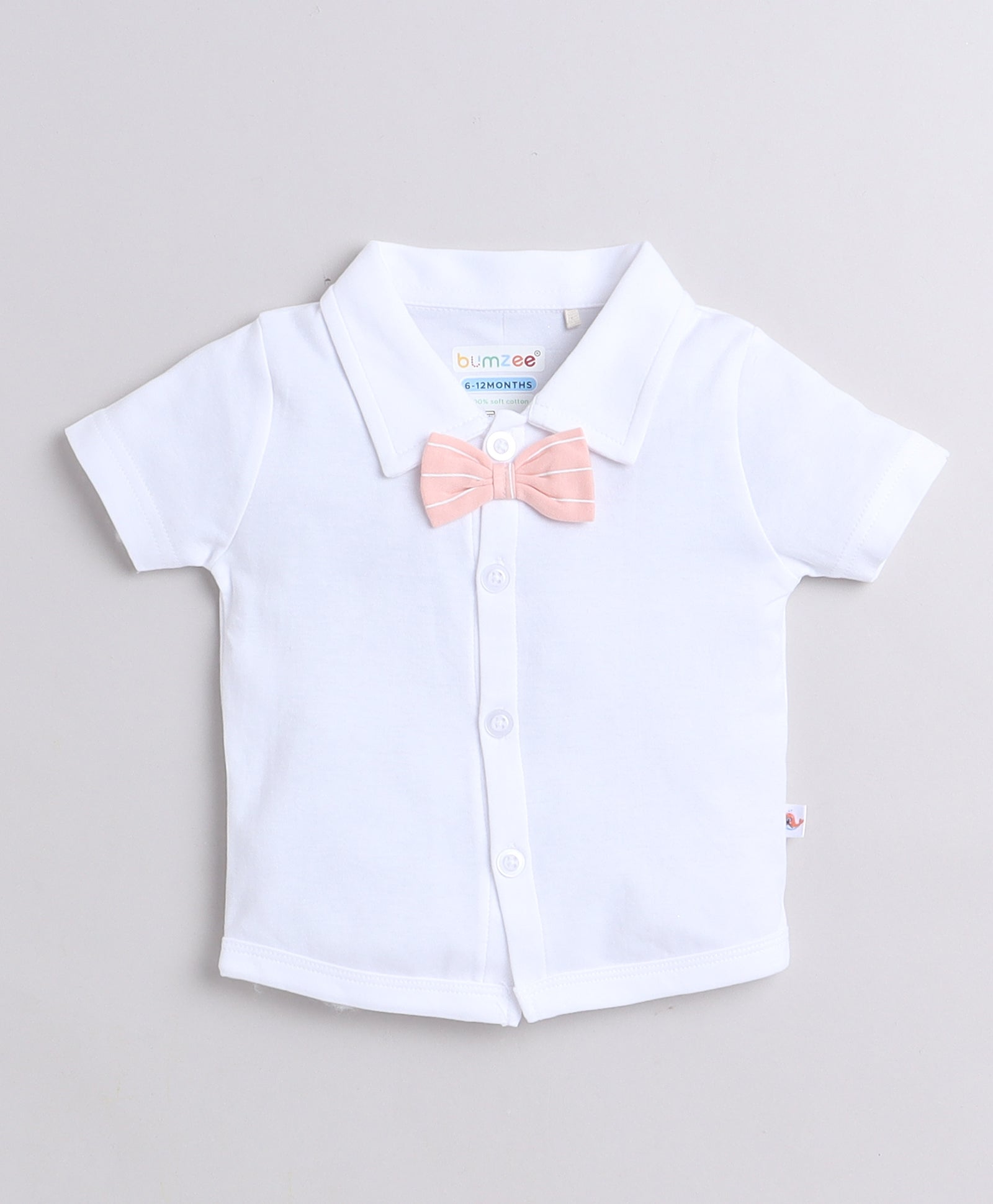 Boys 100% Cotton NA Formal Set - White & Peach