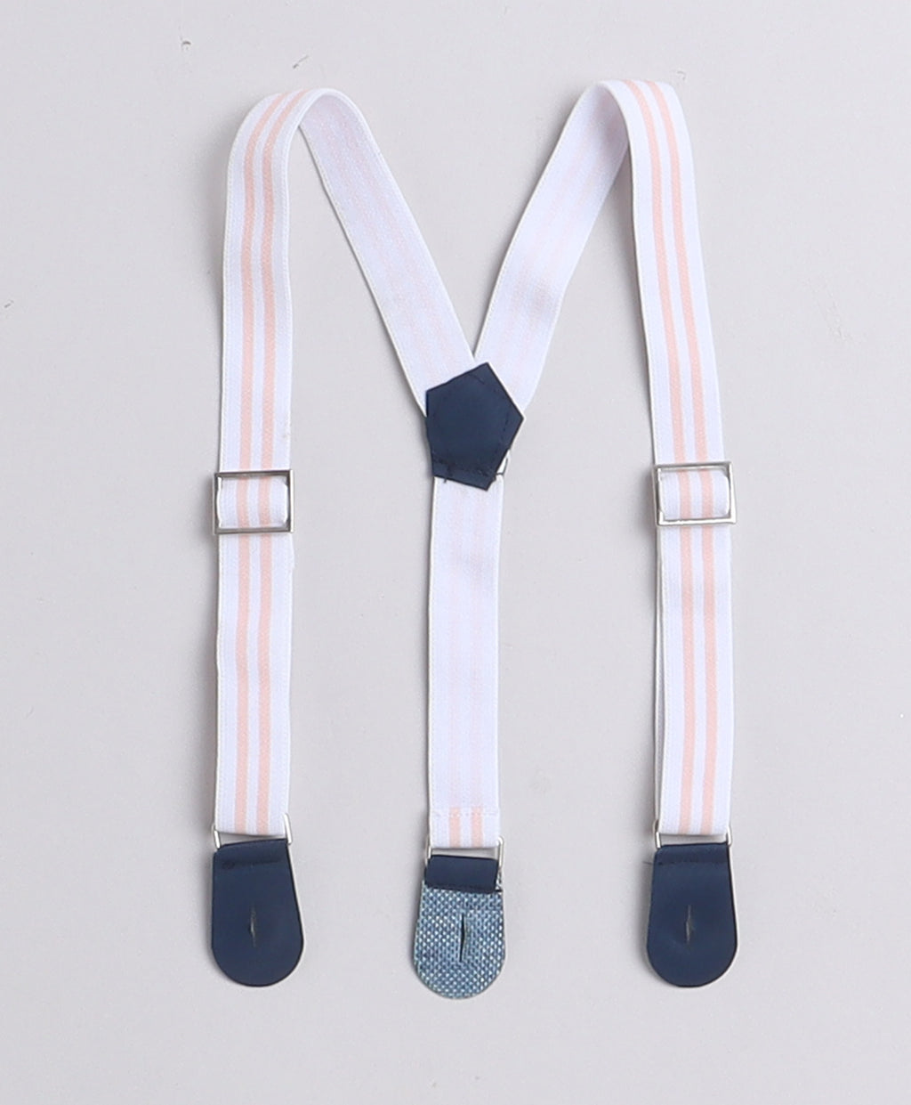 Bumzee White & Peach Striped Formal Set, Half Sleeves, 100% Cotton
