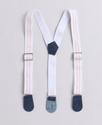 Bumzee White & Peach Striped Formal Set, Half Sleeves, 100% Cotton