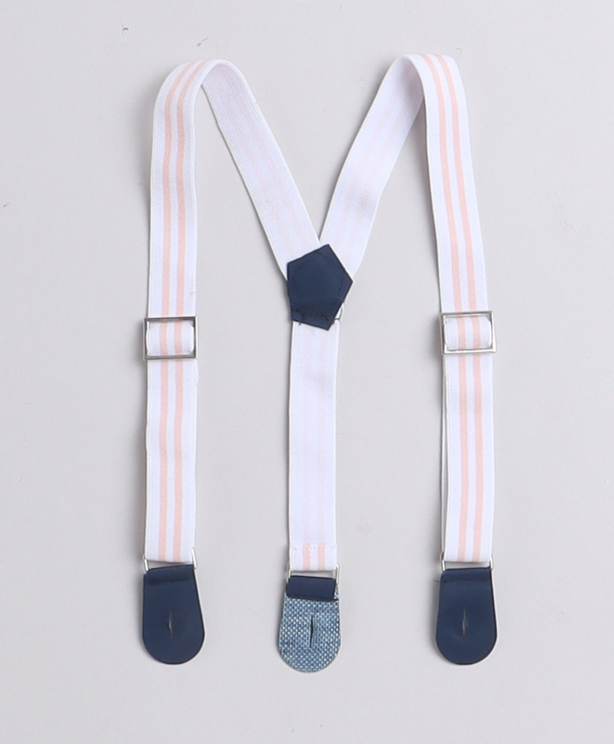Bumzee White & Peach Striped Formal Set, Half Sleeves, 100% Cotton